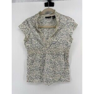 Babydoll relativity Small elastic v neck embroidery floral cotton Eyelet y2k